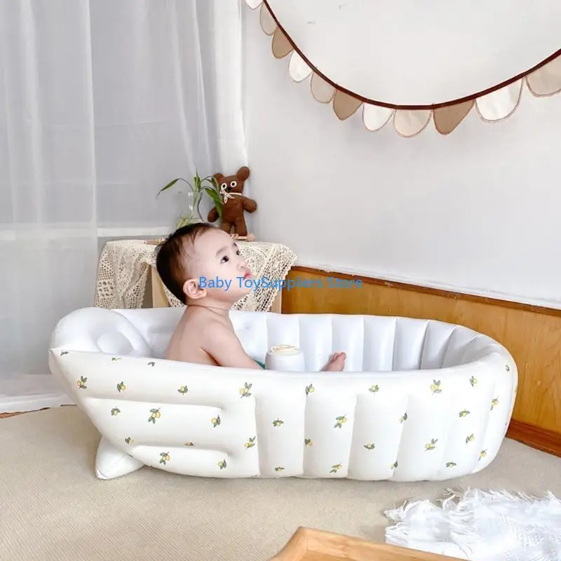 

R1WF Convenient Infant Bath Tub 90x55cm Inflatable Shower Pool Gift for Newborn Baby
