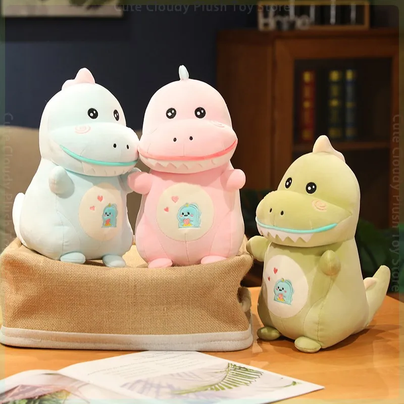 Kawaii mainan mewah dinosaurus kecil lucu lucu boneka hewan kartun 3 warna naga boneka mewah dekorasi kamar untuk hadiah Natal anak perempuan