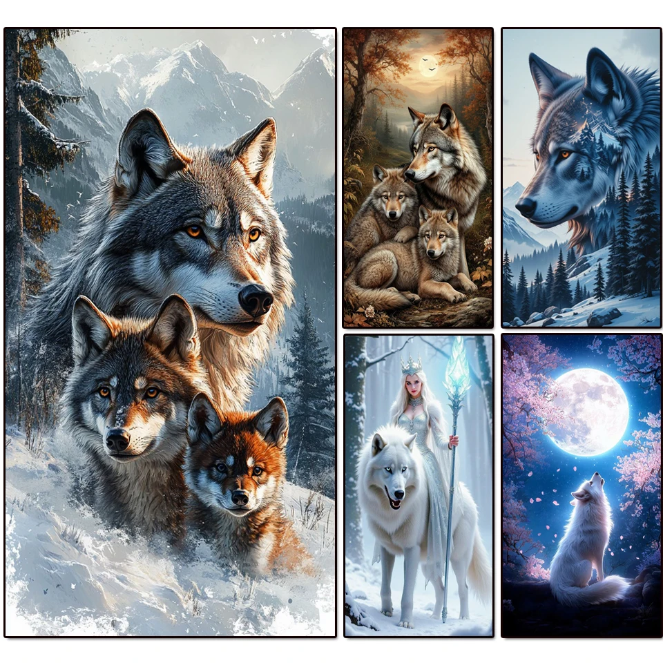 

Новинка 2025 года: Алмазная вышивка 5D с изображением волка, полная круглая/квадратная вышивка, декор для дома и стен 2026