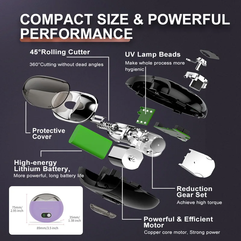 مقص أظافر كهربائي 3 سرعات للطفل جميع الأعمار تخزين السفر هدية آمنة 1 قطعة قابلة للشحن السيارات مسمار المتقلب أداة العناية بالأظافر