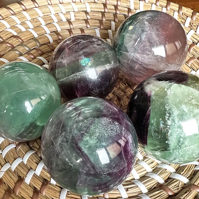 

Натуральный Радужный флюоритовый камень, хрустальный круглый шар, бусины, Рейки, полирующий массажный шар, Рейки, украшение для гостиной, Craft917