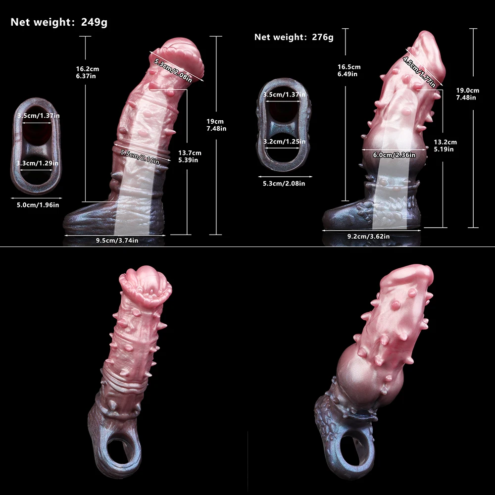 NSFU 2 Styles Wolf Knot Penis Sheath Horse Dildo Sleeve Silicone Cock Ring Male Dick Girth Enlarger&Extender Sex Toys for Man