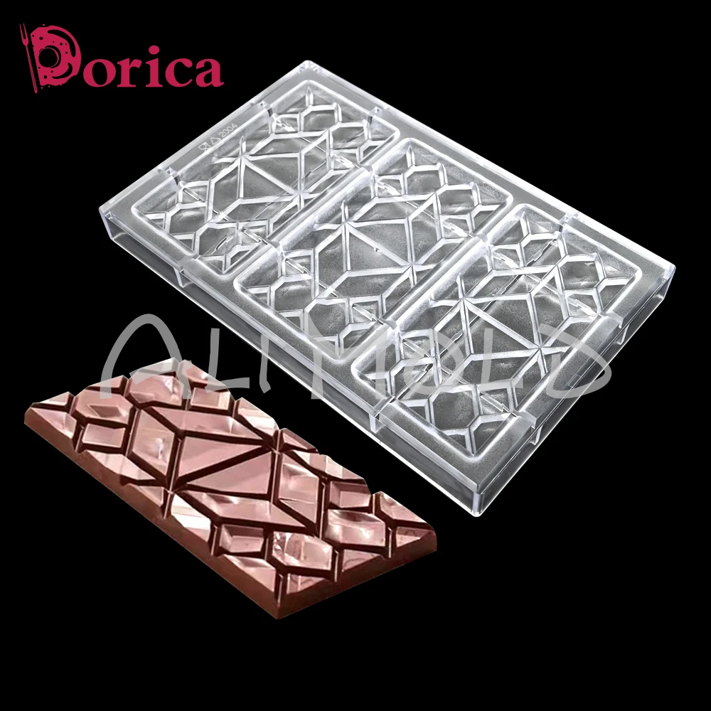 Diamond Chocolate Bar Mold Polycarbonate Homemade Bonbons Buttercream Candy Tools Confectionery Cake Decoration Kitchen Bakeware