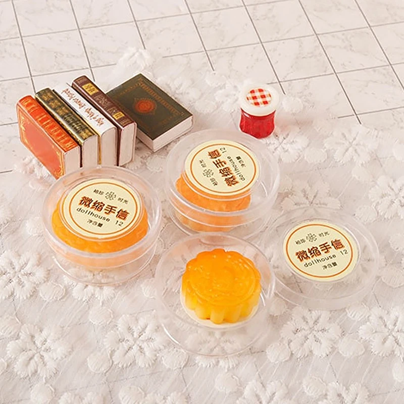 1Set 1:12 Dollhouse Miniature Mid-Autumn Mooncake With Box Model Kitchen Food Accessories For Doll House Decor Kids Toys