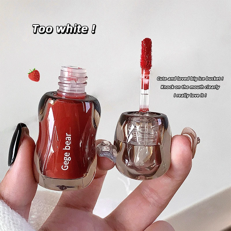 Gege Bear دلو ثلج كبير كريستال شفاف ملمع شفاه مرطب شفاه بيوتي أحمر شفاه مبيض للخريف والشتاء #4