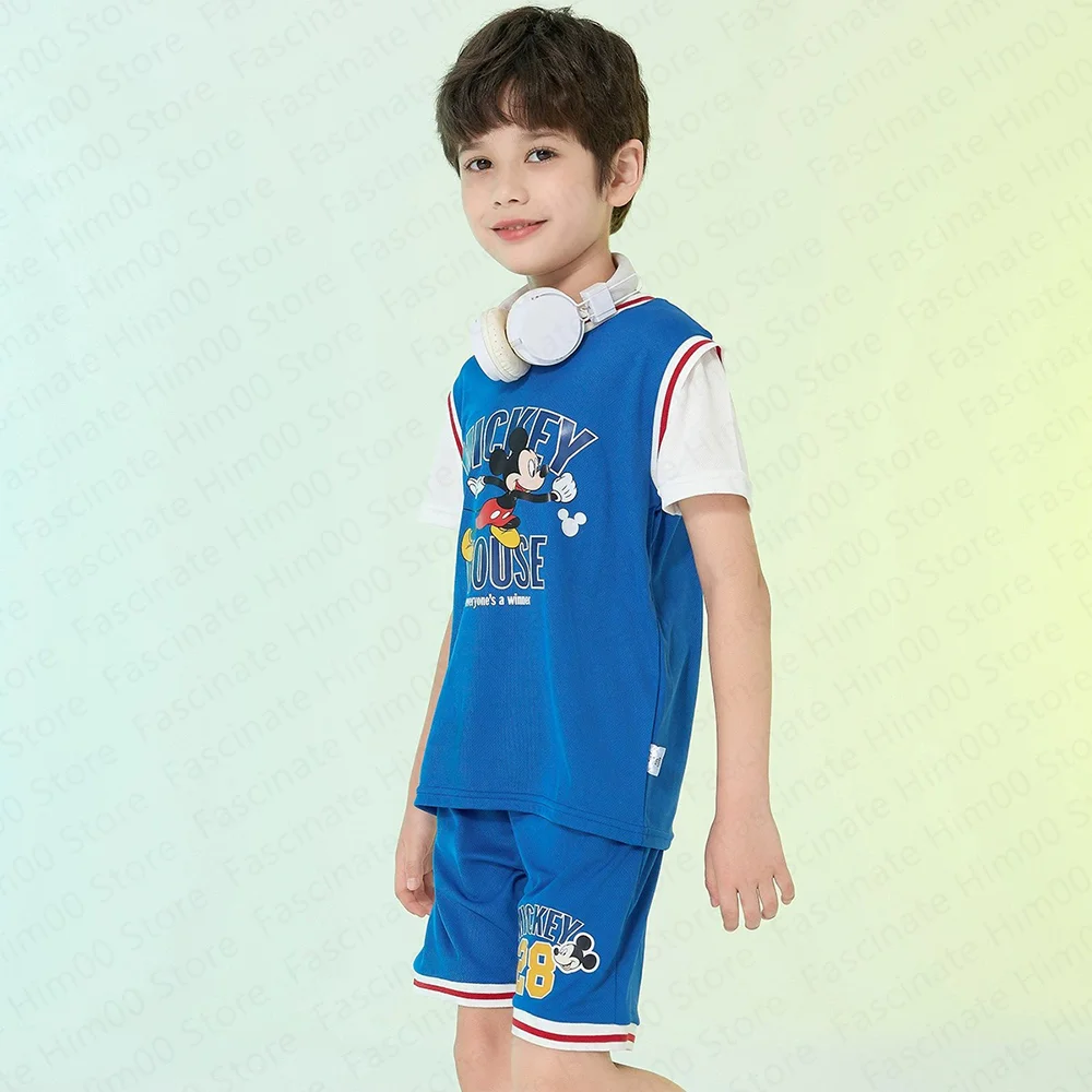 Disney Mickey Mouse suit children's basketball jersey suit T-shirt boy summer short-sleeved shorts suit clothing