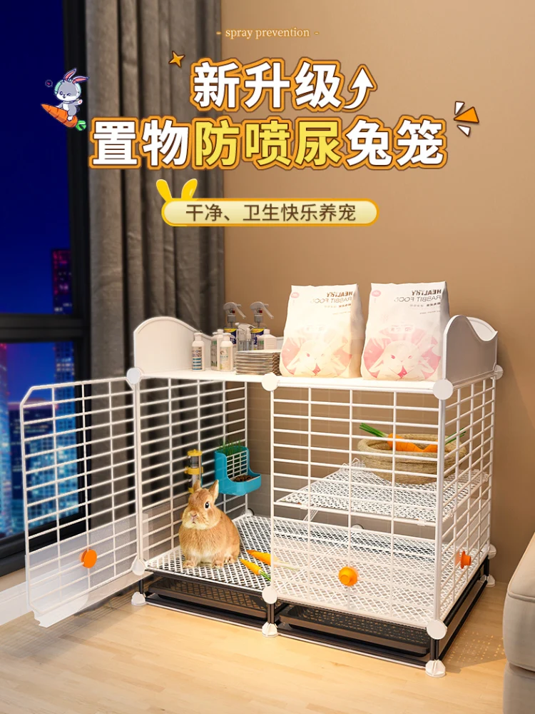 Little Rabbit Cage Small Animal Home for Guinea Pigs Hamsters Cats Dogs - Pet Playpen Exercise Pen with Door - Pink/Blue/White