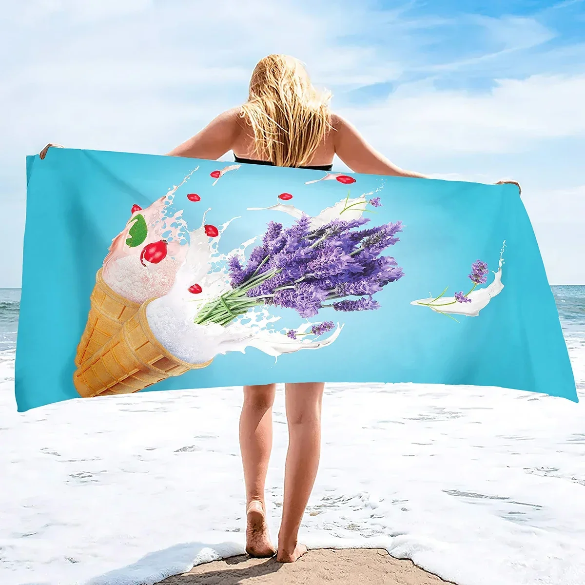 Summer Beach Towel for Adults Kids, Ice Cream Quick Dry Bath Pool Towels Beach Accessories Microfiber Sand Free Beach Towels