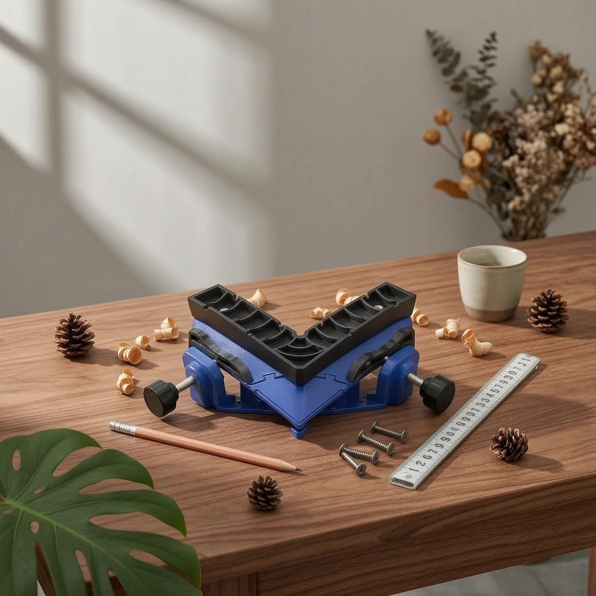 

Right-Angle Woodworking Clamp Metal Threaded Screws 90-Degree Corner Clamp Woodworking Corner Square Black Hand Grips