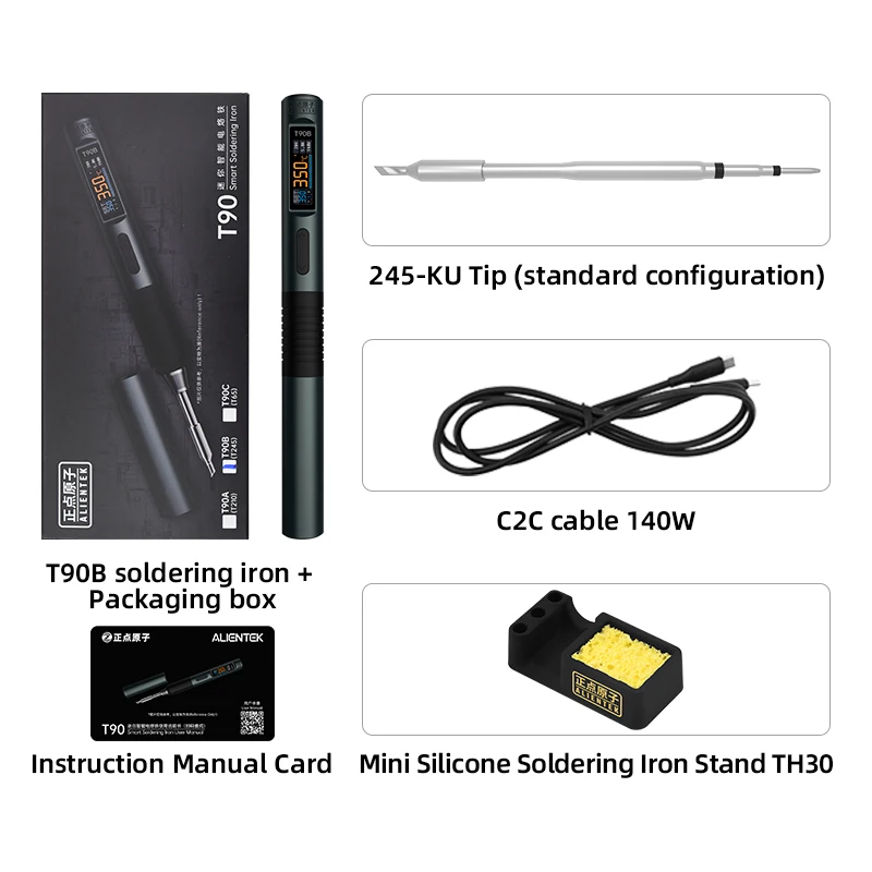 ALIENTEK T90 slimme soldeerbout PD 3.1140W draagbaar digitaal display 80-450 ℃   PCB precisie soldeerbout reparatieset
