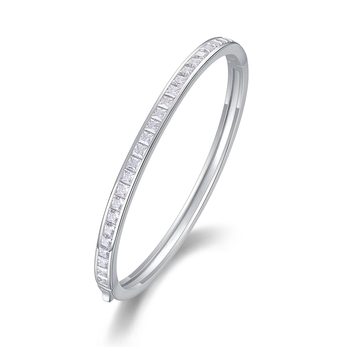 Elegant D Color VVS1 Moissanite Bangle, s925 Sterling Silver Bracelet with Sparkling Square Cut Stones, Perfect for Women Christ