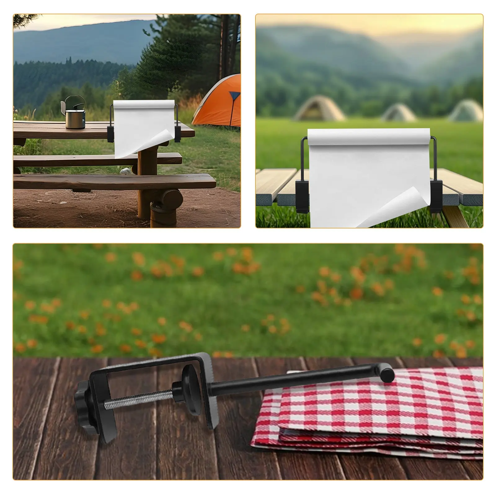 1Set Adjustable Metal Paper Roll Stand Desktop Paper Roll Storage Organizer for Office Studio Home Tissue