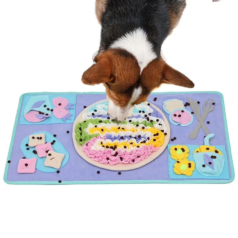 Interactive Dog Puzzle Mat with Treat Pockets & Squeaker - Soft Plush Indoor Training Toy for Mental Stimulation