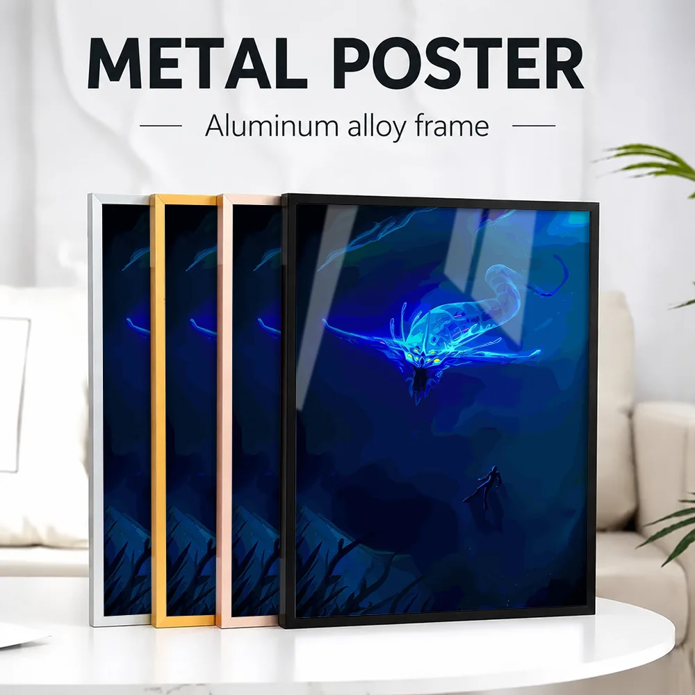 Subnautica Ghost Leviathan Encounter Framed Metal Print Personalized Photo Deep Ocean Adventure Style Wall Art For Home Office