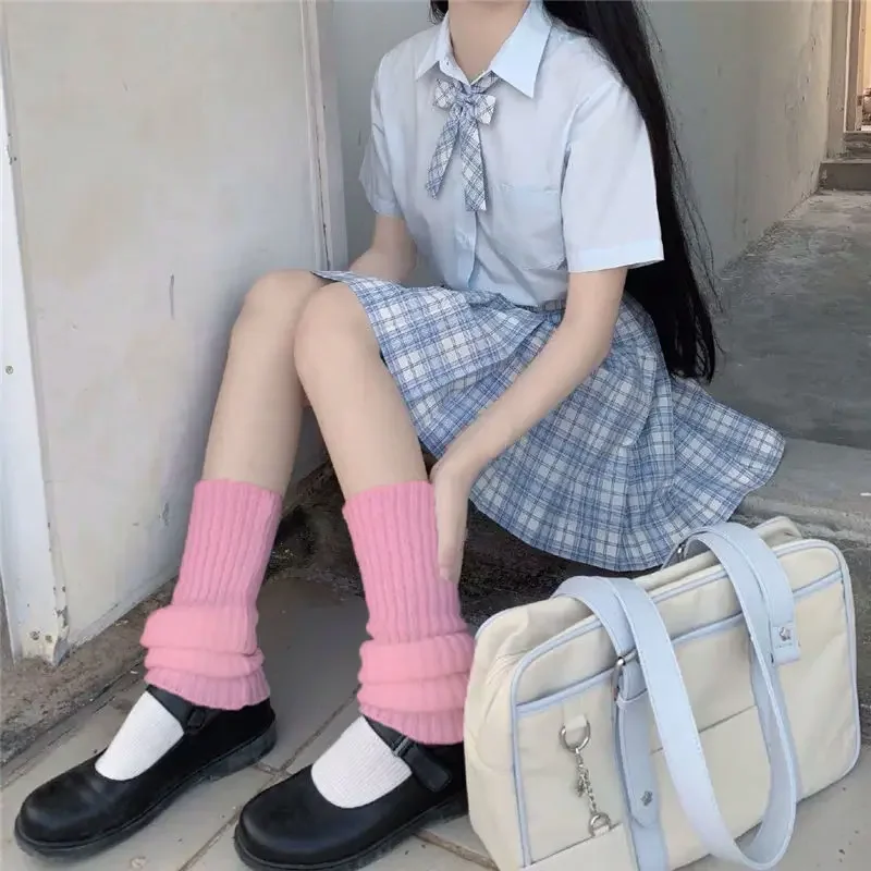 New Japanese Lolita Sweet Girl Leg Warmer Knit Socks Wool Ball Knitted Foot Cover Cosplay Women Autumn Winter Heap Heap Socks