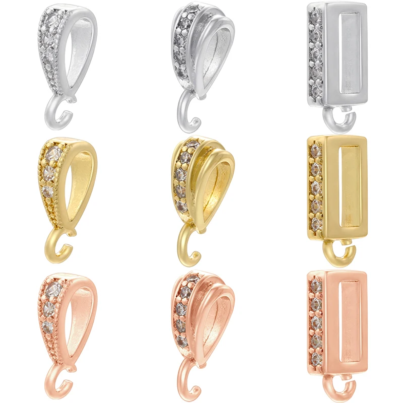 ZHUKOU 18K gold-plated cubic zirconia melon seed buckle DIY bracelet necklace earrings universal buckle accessory: VD1464-1467