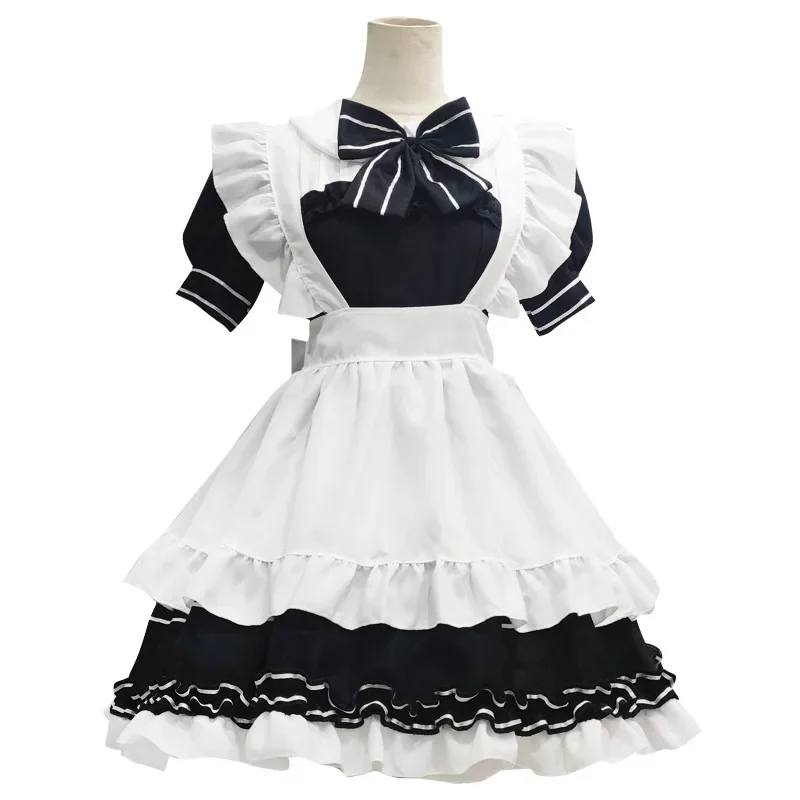 Black Little Lolita Maid Dress Cosplay Cute Girls Waitress Maid Party Stage Costumes