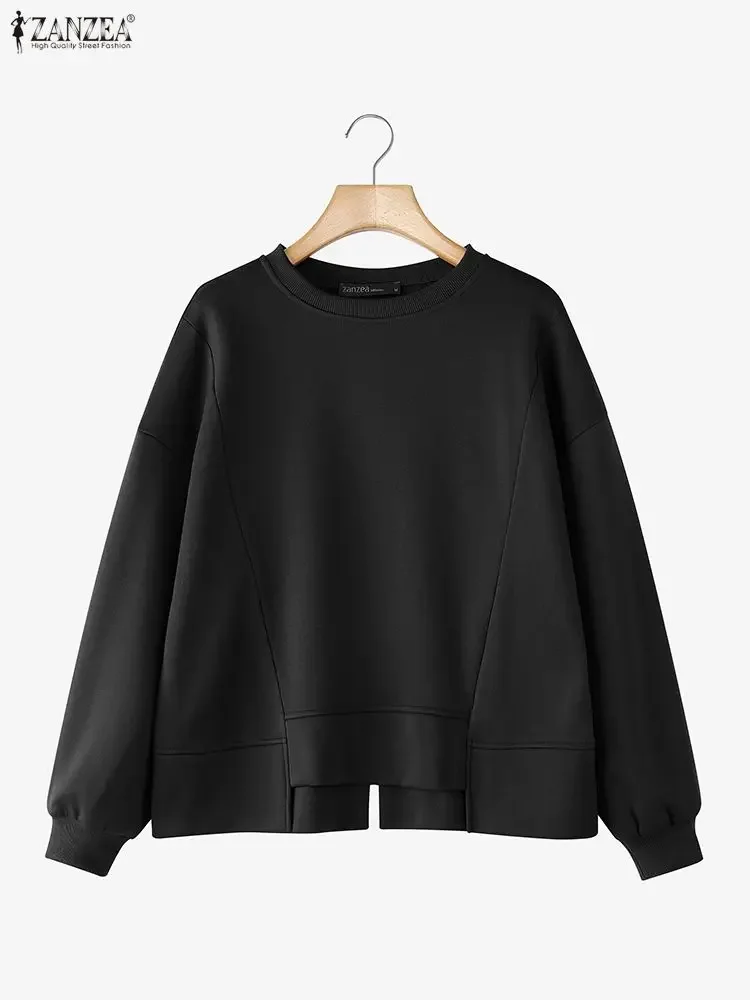 ZANZEA Mode Vrouwen Lange Mouw Sweatshirts Effen Kleur Pollovers 2025, Herfst Casual Winter Jumpers Losse Blouse Top Streetwear