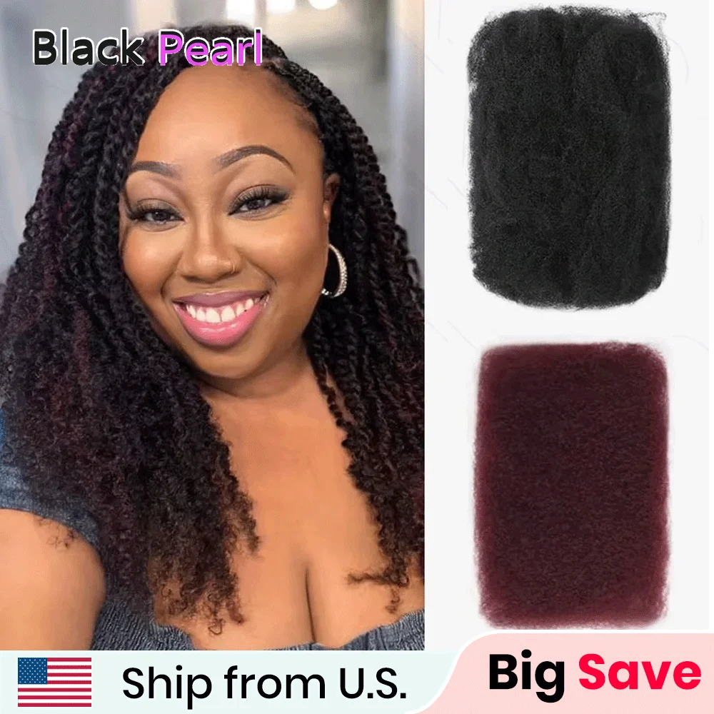 

Afro Kinky Bulk Human Hair for Braiding Mini Twist #27 99J #4 Afro Kinkys Bulk Human Hair for Dreadlock Extensions Repair Locs