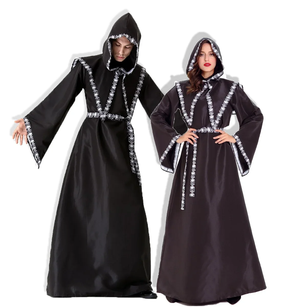 

Printed Skeleton Witch Costumes Black Women Vampire Cosplay Costumes For Halloween Party Fancy Dress Adult Role Playing