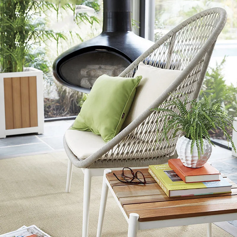Outdoor leisure tables and chairs furniture balcony simple rattan sofa coffee table combination courtyard open-air rattan back s