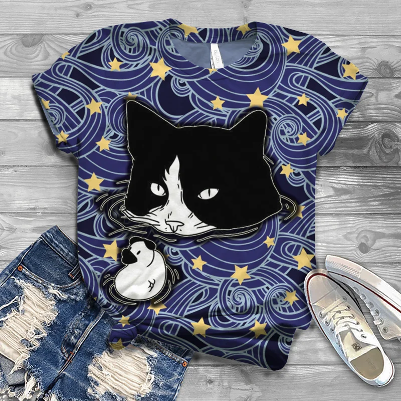 

Women's Cute Western Printed Casual T-shirt 3D Full Print Summer Women's T-shirt