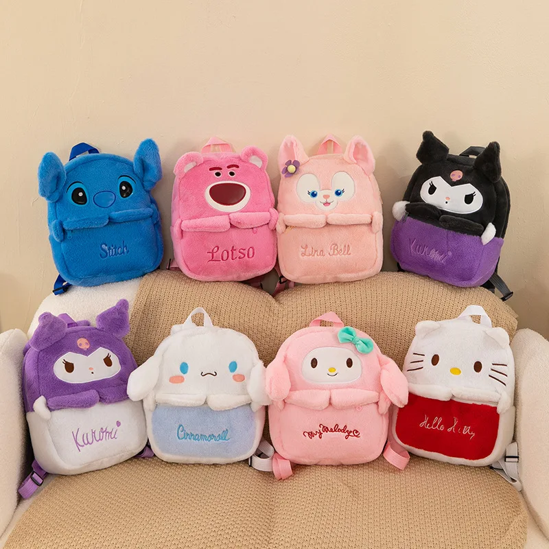 Sanrio Kuromi Cinnamon Dog Melody Cartoon Plush Cute Backpack Women Fashion Small Bags Japanese Style Student School Bag