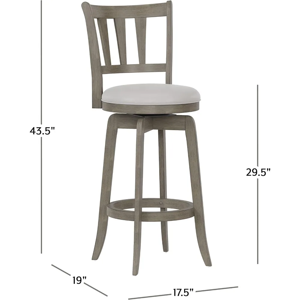 Bar Stool, Wood Height Swivel Stools, Aged Gray, Bar Stool