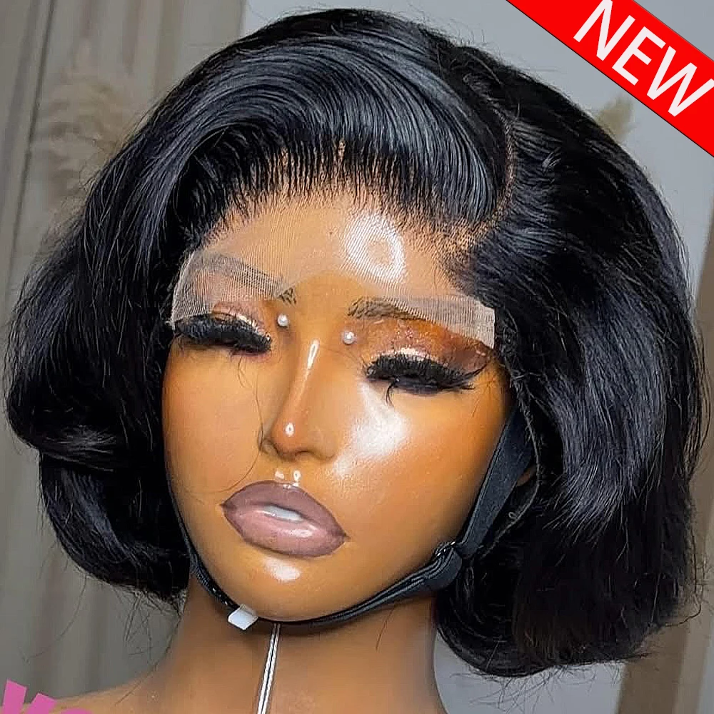 

100% Human Hair Body Wave Short Bob Wig 13x6 HD Lace Front Human Hair Wig Brazilian 400 Density 360HD Lace Frontal Wig For Women