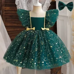 Sequin Girls Dress Ruffles Elegant Toddler Kids Birthday Baptism Princess Dress Infant Tutu Gown Wedding Party Infant Dresses