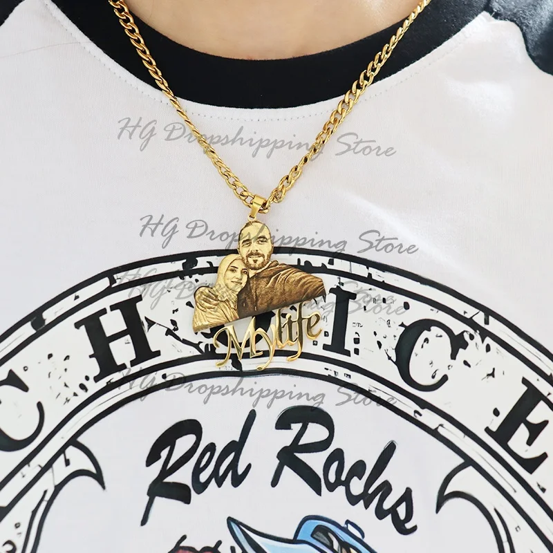 Personalisiertes Bild, Namensschild-Anhänger, individuelle Foto-Halskette, gravierte Porträt-Halskette, Weihnachtsgeschenk für Kinder, Schmuck, Familiengeschenke – Detail 10
