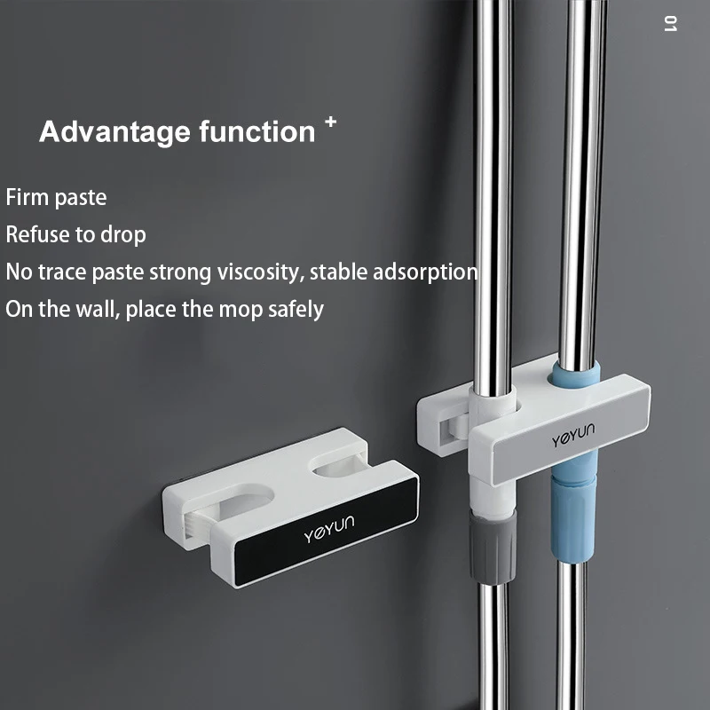 Mop Holder Wall Mounted Household Adhesive Storage Broom Hanger Brush Hook Racks For Kitchen Bathroom Storage Rack Accessories