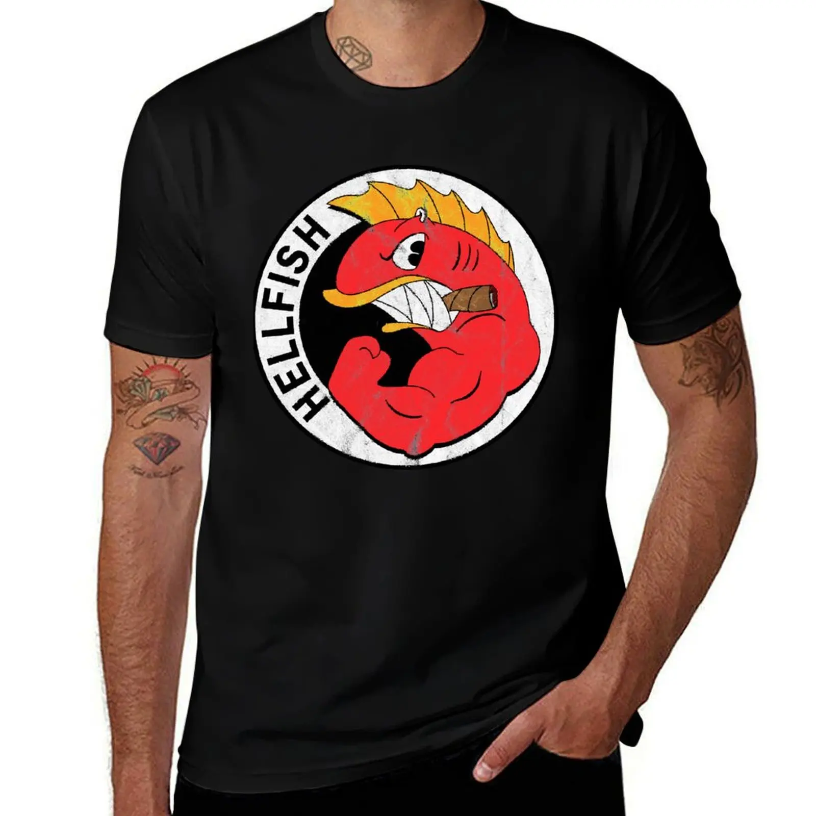 The Flying Hellfish Logo Classic T-Shirt Active Sports Short Sleeve Cotton Shirt