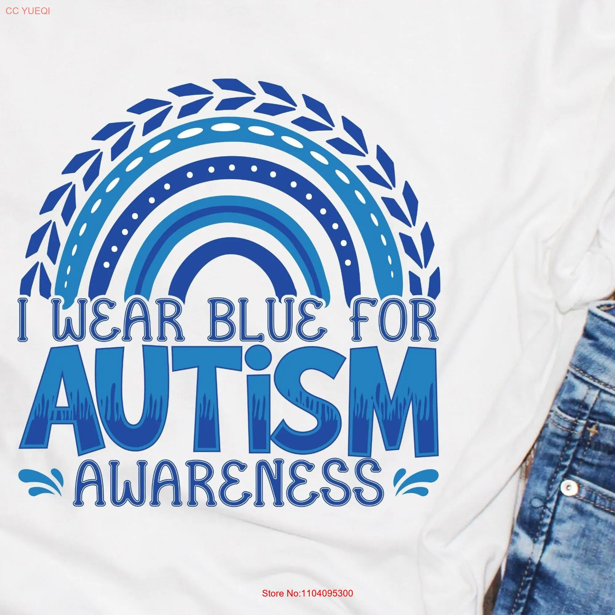 I wear blue for Autism Awareness T Shirt April is Month ally long or short sleeves