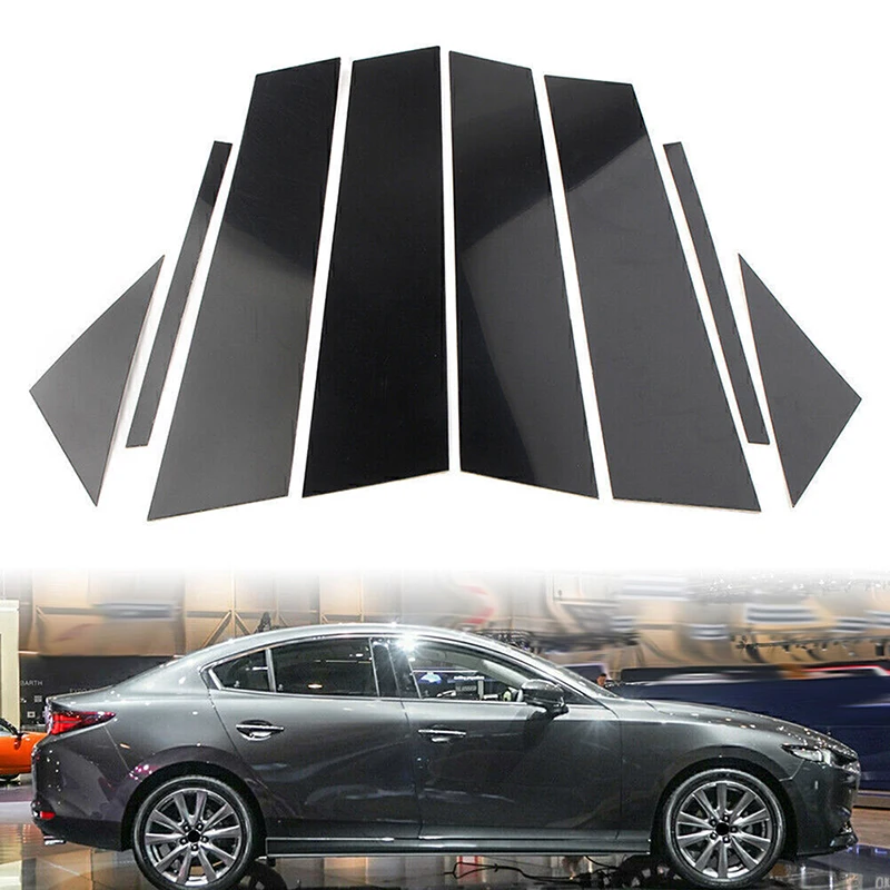 Fit For Mazda 3 Axela Sedan 2019 2020 2021 2022 2023 Glossy Black Pillar Post Window Door Cover Column B C Trim Sticker Set