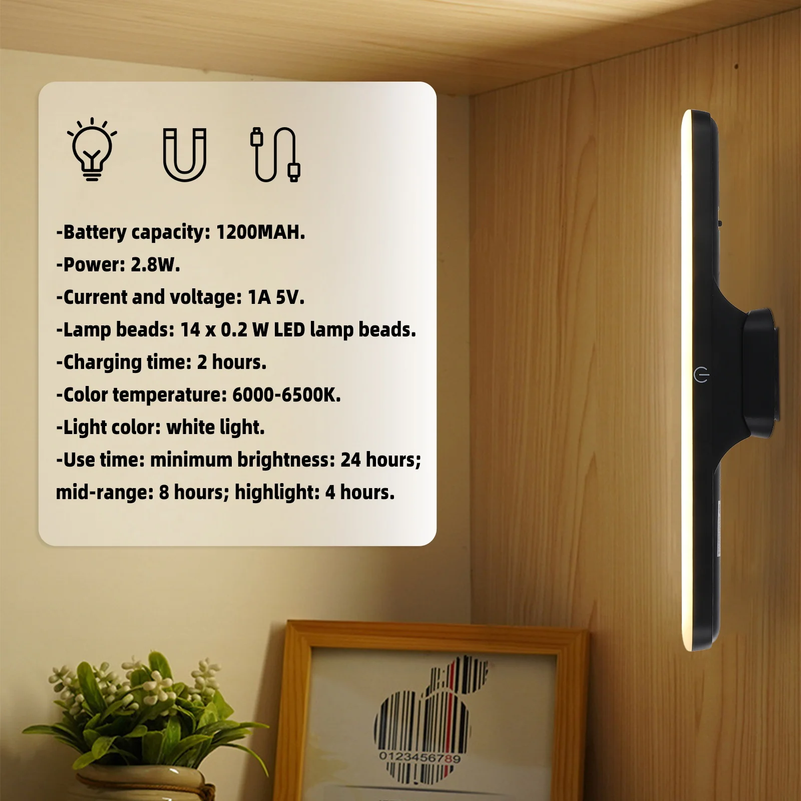 

1pc 【】Eye Protection Desk Lamp LED Light Reading Study Charging Rechargeable Long Life Safe Material Softer for Work