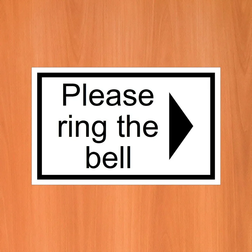 3 X Please Ring The Bell With  Right  Facing Arrow Self  Adhesive Vinyl Sticker Multiple Colors Customized