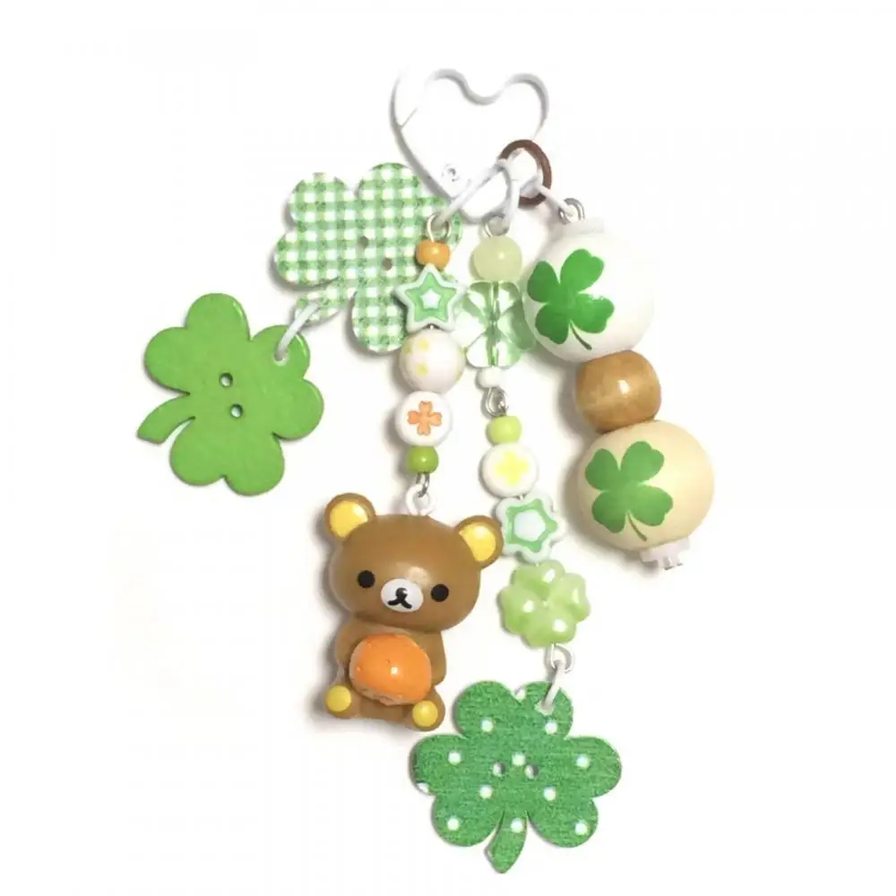 Rilakkuma Four leaf clover series pendant Lovers lucky Key buckle Mobile pendant Bag decorate a birthday present Holiday gifts