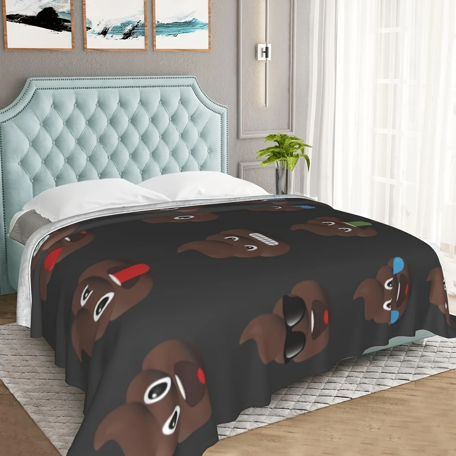 A Quirky Poop Pattern Soft Flannel Sofa Blanket for The TV