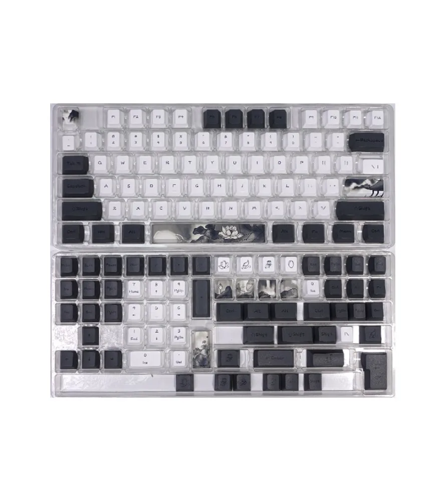 

Lotus Keycap Ink Chinese Style Cap Original Height PBT Thickened Sublimation Customized Mechanical Keyboard