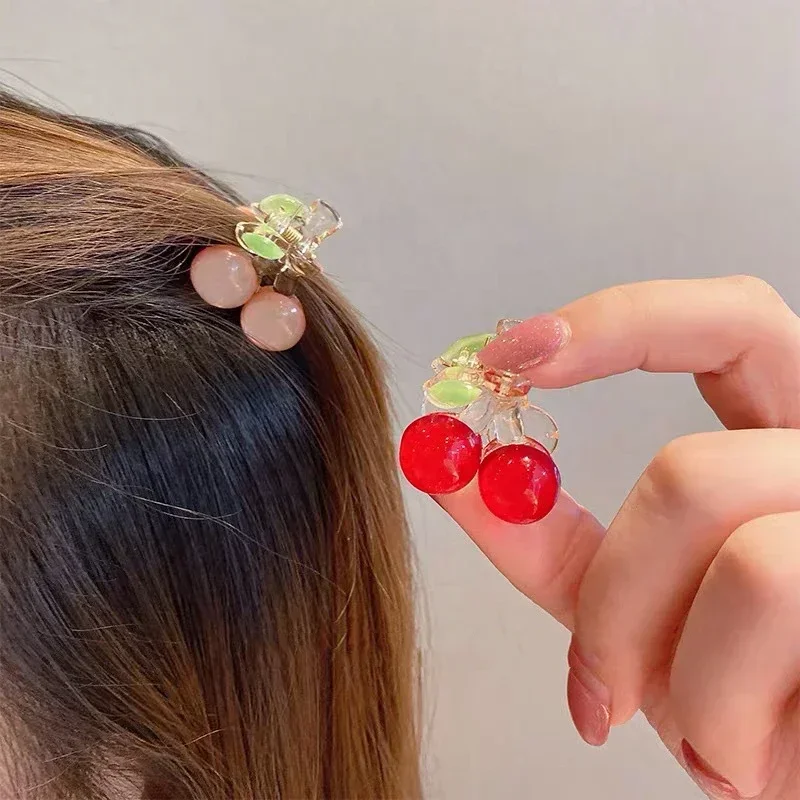 Kawaii Cherry Hair Clip para Mulheres, Claw Clamp para Meninas, Kids Hairpin, Crab Headband, Acessórios para Cabelo, Presente, Headwear, 2 Pcs