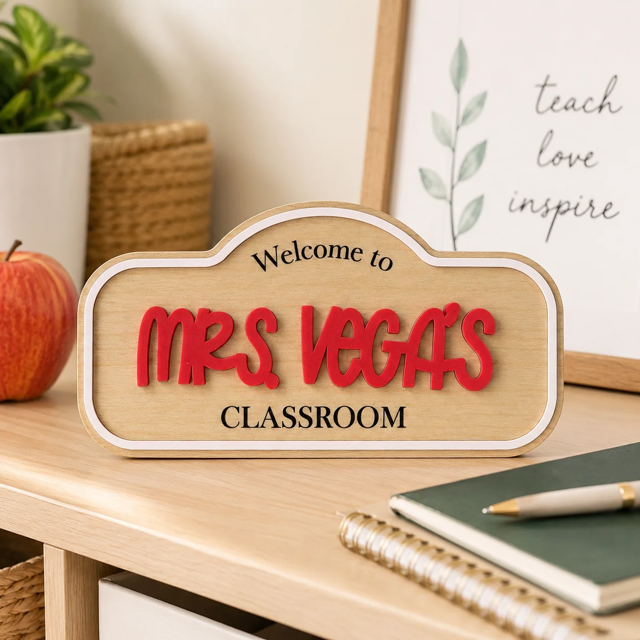 Custom Teacher Classroom Arched Wall‑Hanging Wooden Name Plaque, Welcome To Classroom Wall Art,Back‑to‑School Appreciation Gift