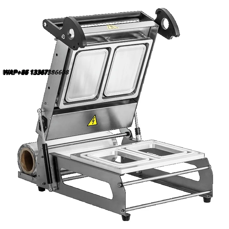 Tabletop Semi-Automatic Electric Hot Melt Plastic Food Box Double Tray Sealer Hand Pressure Takeaway Container Beverage Apparel