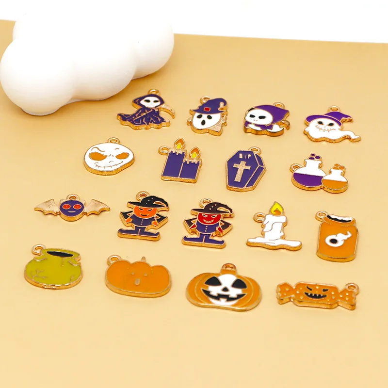 20 pcs/lot Cute Halloween DIY accessories Ghost Imp Pumpkin Pendant Making Charms for Earrings/Necklace Handmade Jewelry