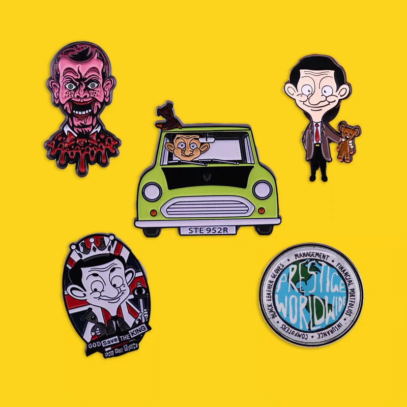 High Quality Mr.Bean Humor Comedian Enamel Pin Men's Brooch 90s Retro Art Badge Fan Collection Pin Gift Clothes Accessories