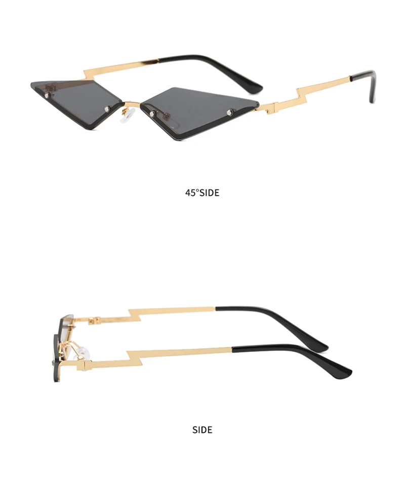 Y2K Randlose Dreieck-Sonnenbrille für Damen und Herren, Modische Geometrische Sonnenbrillen für Party, Club, Festival, Accessoires, Schattierungen – Detail 10