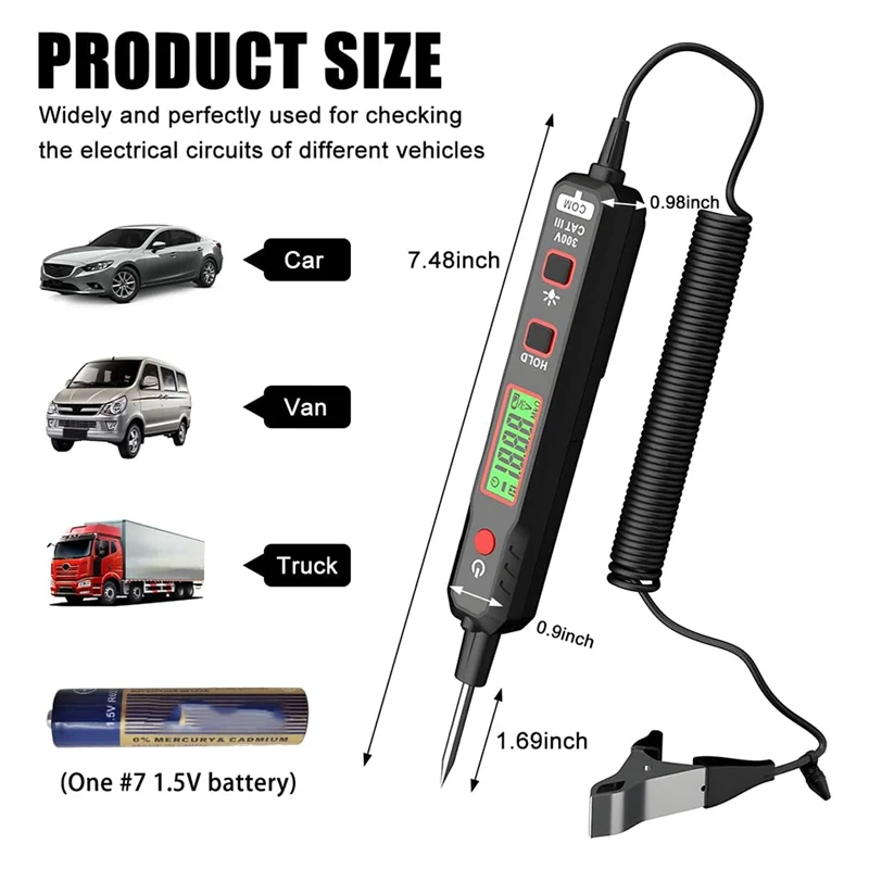 سيارة خطأ إصلاح جهاز فحص الدائرة الكهربائية 0.8 فولت-100 فولت تيار مستمر الجرس جهاز فحص الدائرة الكهربائية العالمي لملحقات السيارة الخارجية-بوم