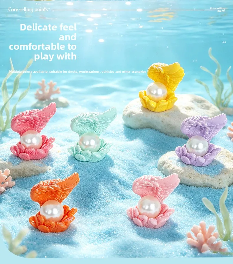 8pcs Angel Wings Dopamine Pearl Shell Resin Accessories DIY Cream Gel Phone Case Handmade Material Desktop Ornament
