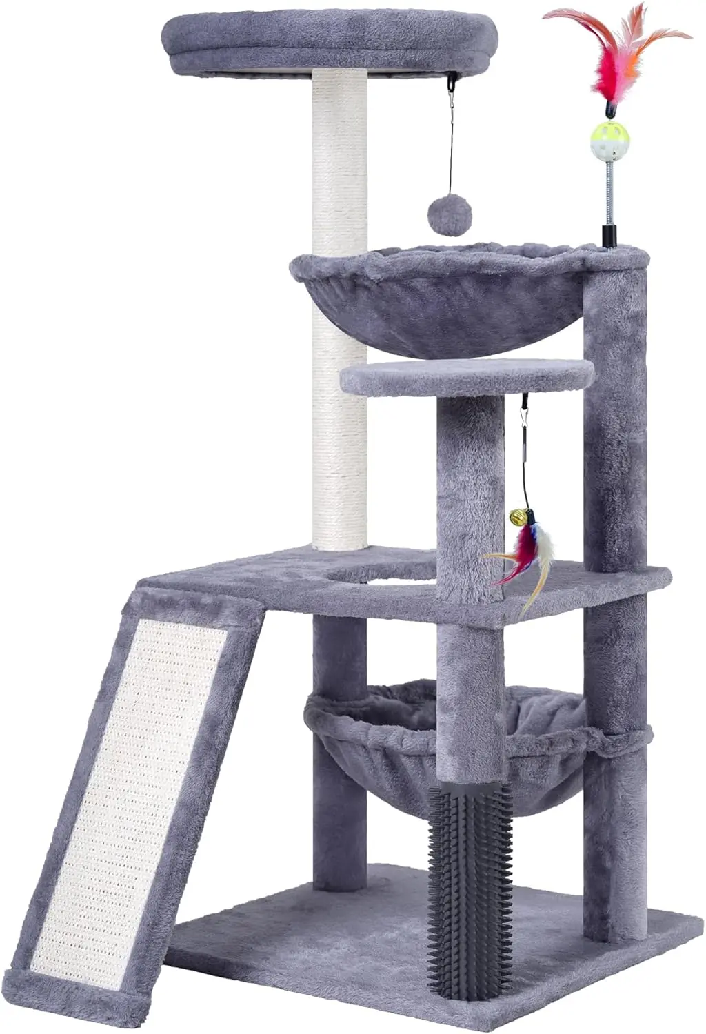 

Multi-Level Cat Tree for Indoor Cats, Cat Tree Tower with Big Cat Hammock and Self-Grooming Brush, Cat Tower with Scratc