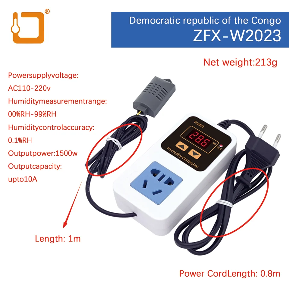 W2023 Intelligent Digital Humidity Controller Constant Humidity Humidification Dehumidification Temperature Instrument
